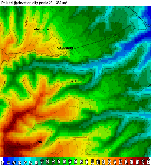 Pollutri elevation map