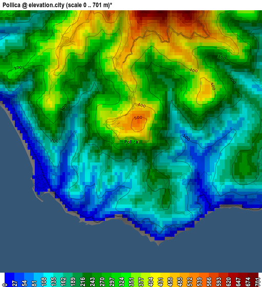 Pollica elevation map