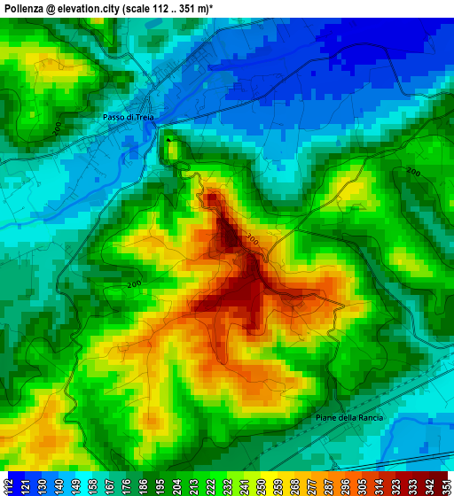 Pollenza elevation map