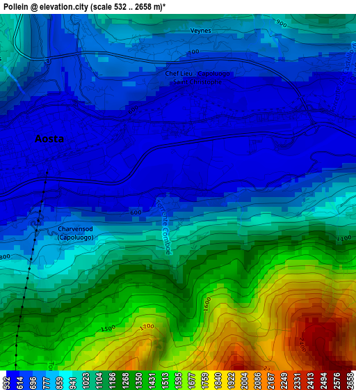 Pollein elevation map