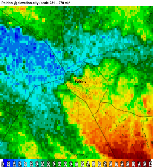 Poirino elevation map