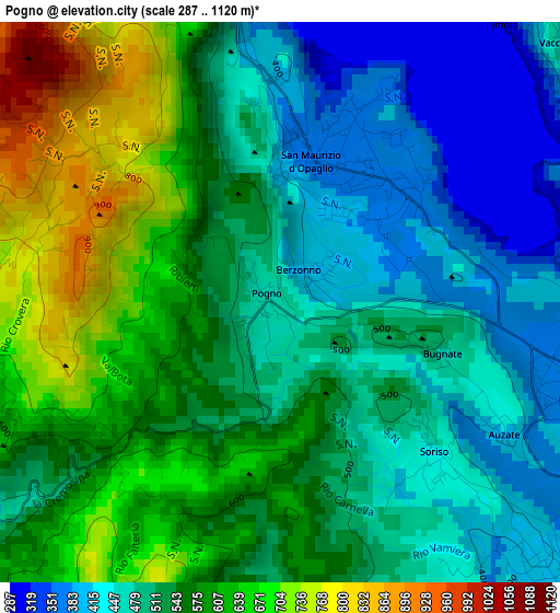 Pogno elevation map