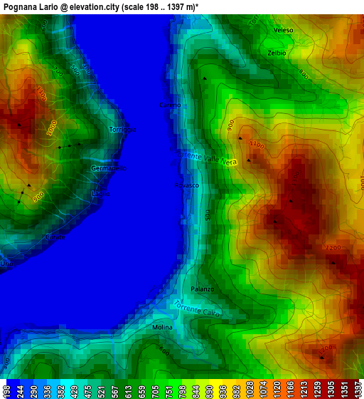 Pognana Lario elevation map