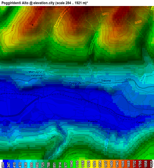 Poggiridenti Alto elevation map