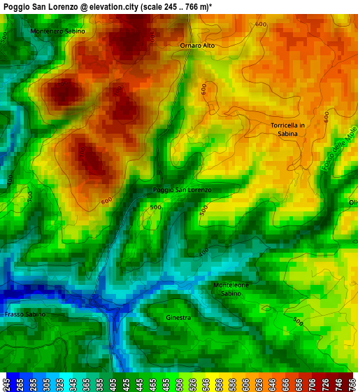 Poggio San Lorenzo elevation map