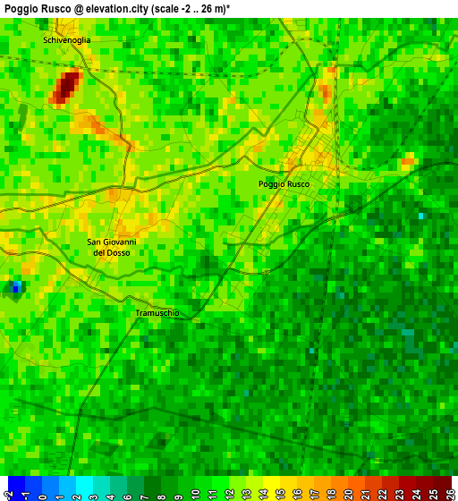 Poggio Rusco elevation map