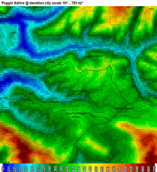 Poggio Nativo elevation map