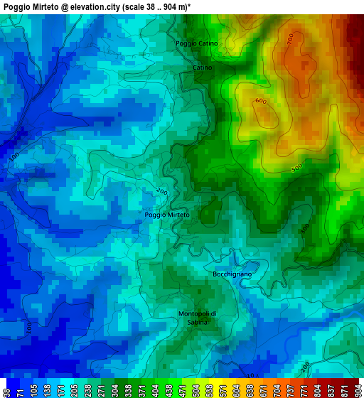 Poggio Mirteto elevation map