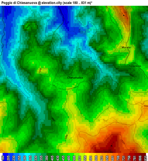 Poggio di Chiesanuova elevation map