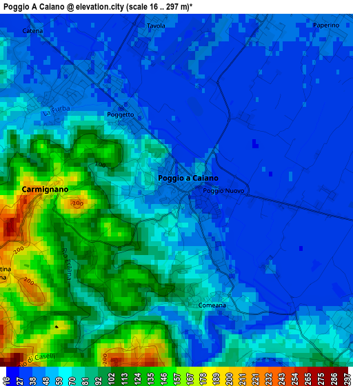 Poggio A Caiano elevation map