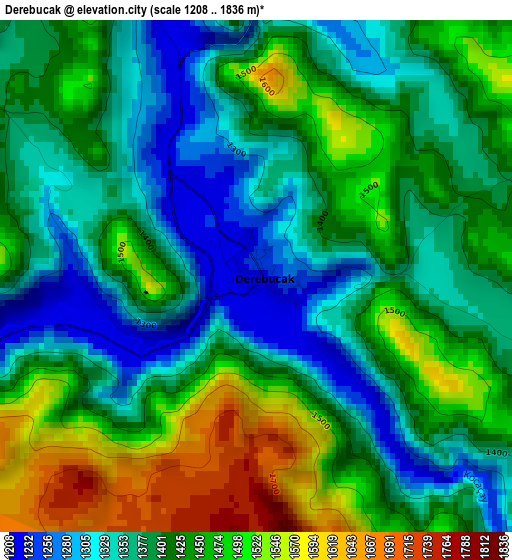 Derebucak elevation map