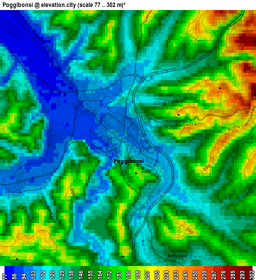 Poggibonsi elevation map