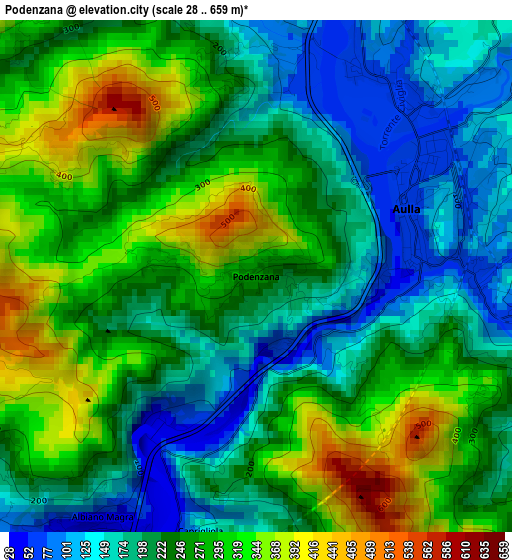 Podenzana elevation map