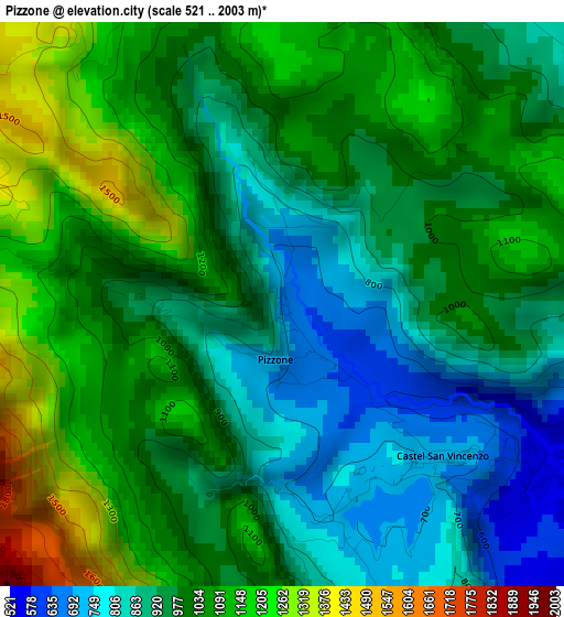 Pizzone elevation map