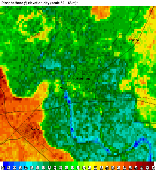 Pizzighettone elevation map