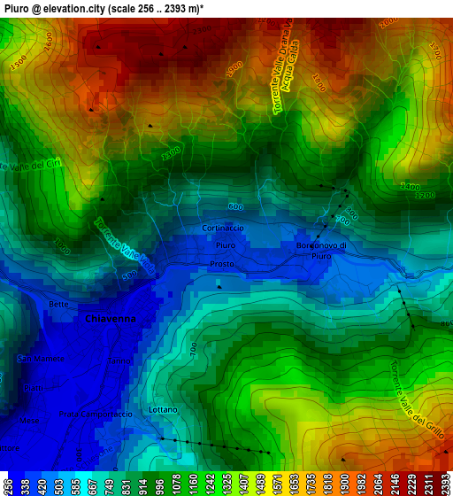 Piuro elevation map