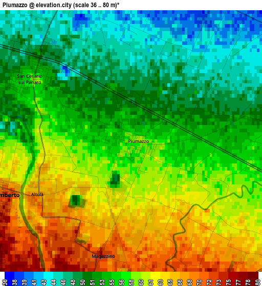 Piumazzo elevation map