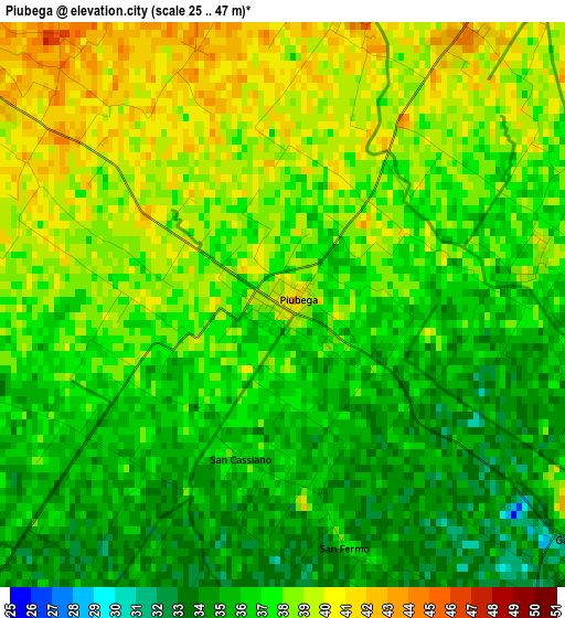 Piubega elevation map