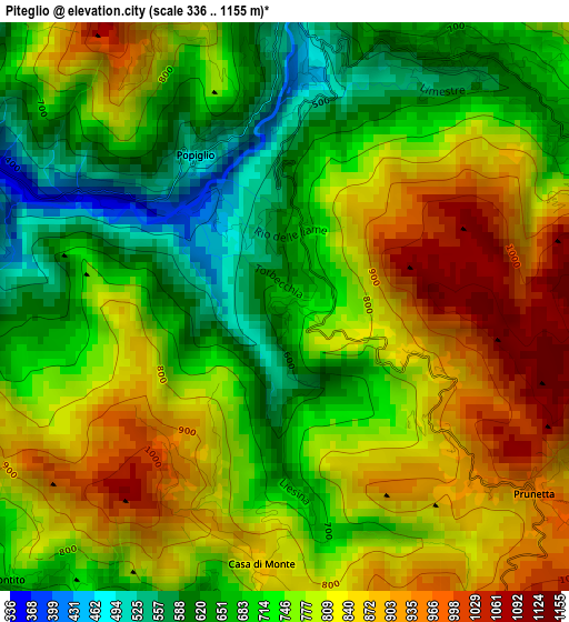 Piteglio elevation map