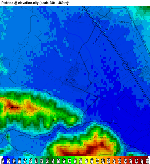 Pistrino elevation map