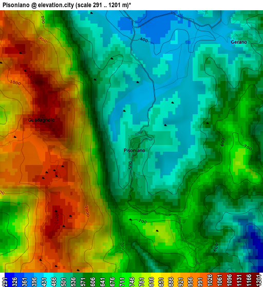 Pisoniano elevation map