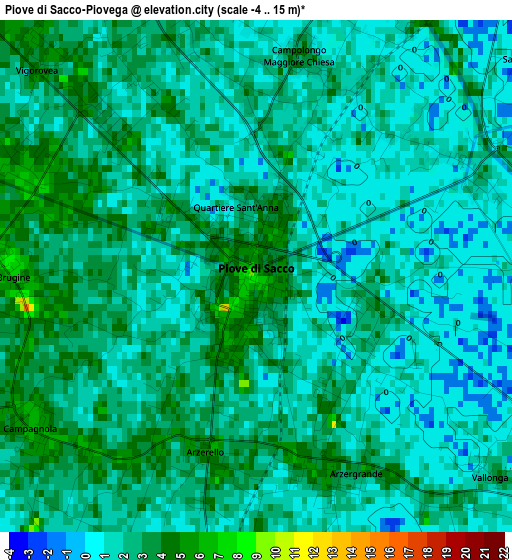 Piove di Sacco-Piovega elevation map