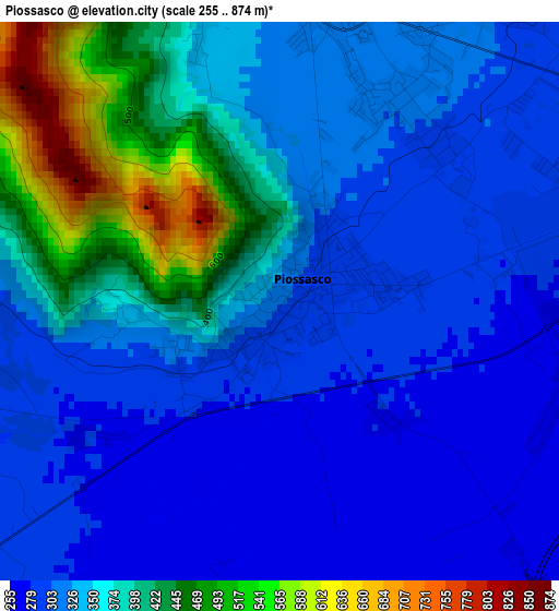 Piossasco elevation map