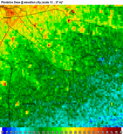 Piombino Dese elevation map