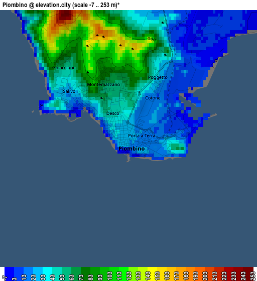 Piombino elevation map