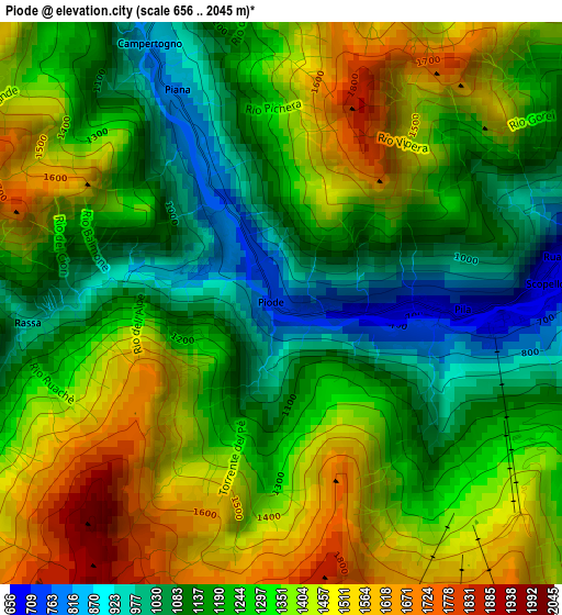 Piode elevation map