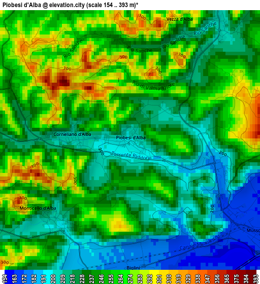 Piobesi d'Alba elevation map