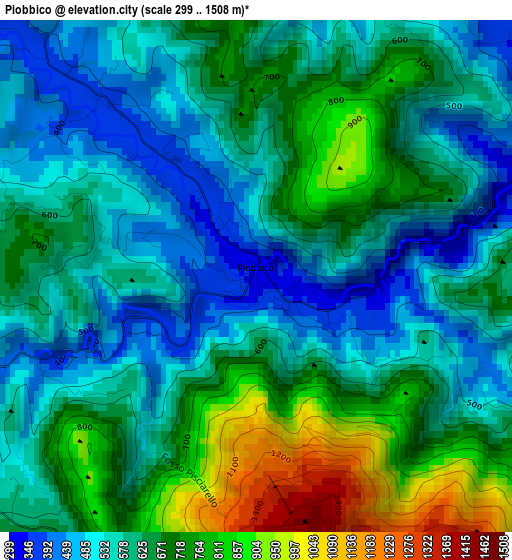 Piobbico elevation map