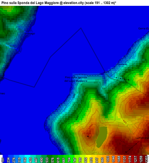 Pino sulla Sponda del Lago Maggiore elevation map