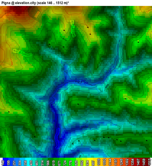 Pigna elevation map