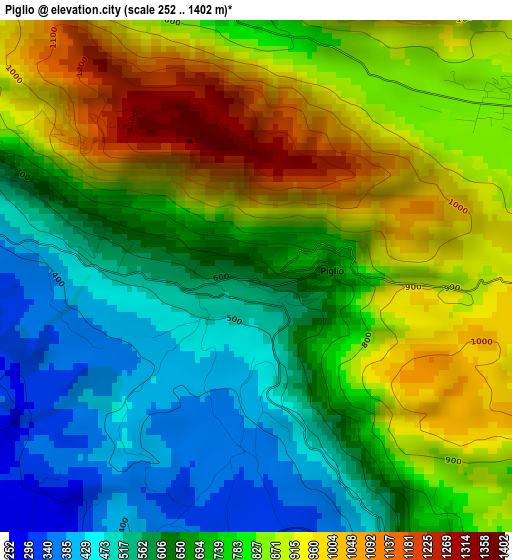 Piglio elevation map