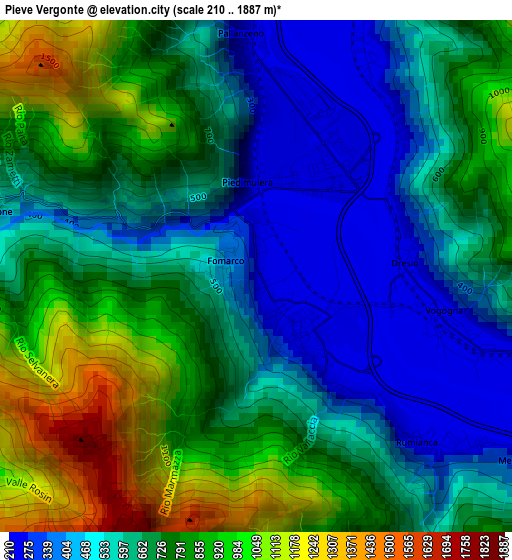 Pieve Vergonte elevation map