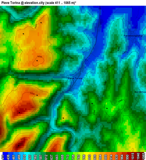 Pieve Torina elevation map