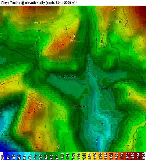 Pieve Tesino elevation map