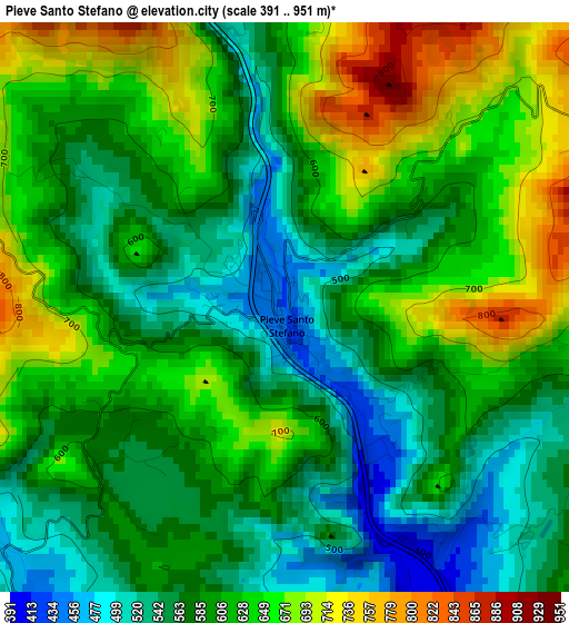 Pieve Santo Stefano elevation map