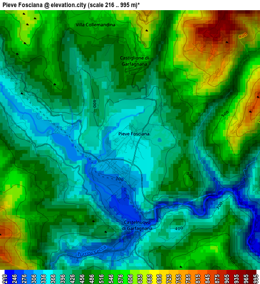 Pieve Fosciana elevation map