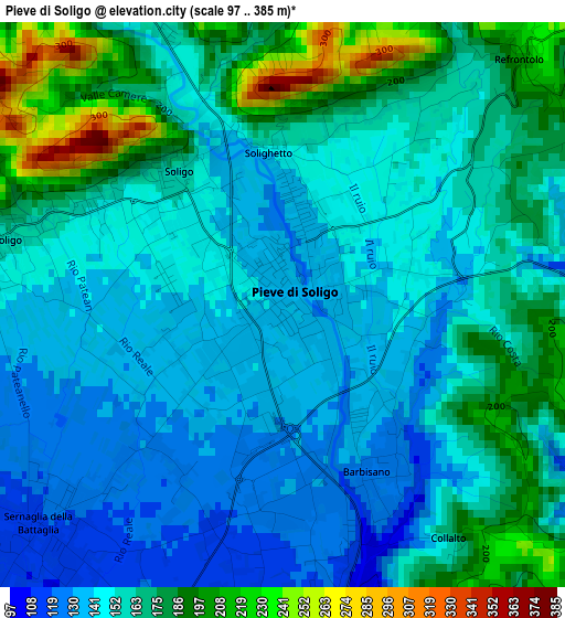 Pieve di Soligo elevation map