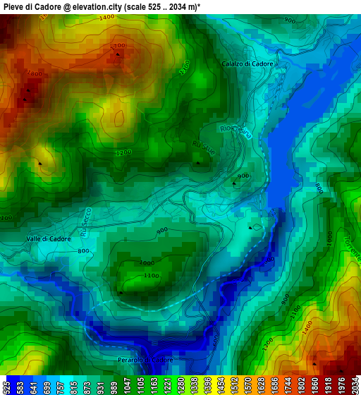 Pieve di Cadore elevation map