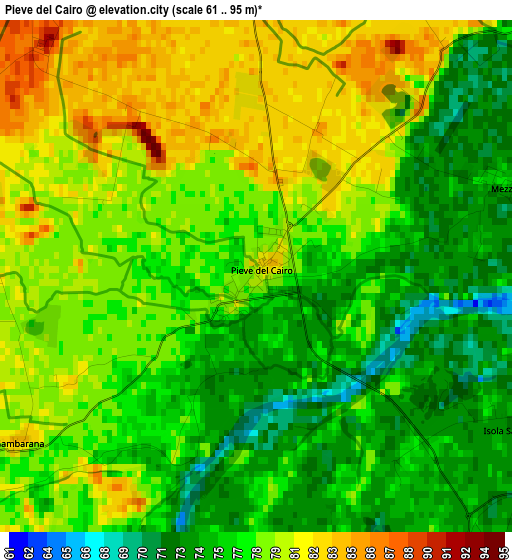 Pieve del Cairo elevation map