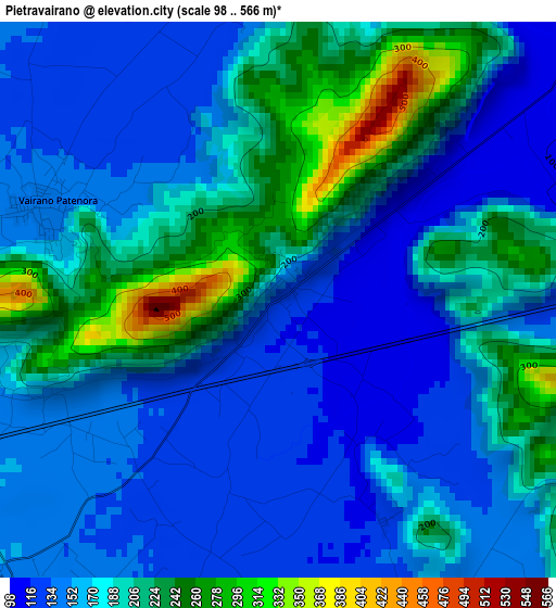 Pietravairano elevation map
