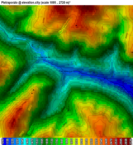 Pietraporzio elevation map