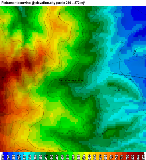 Pietramontecorvino elevation map