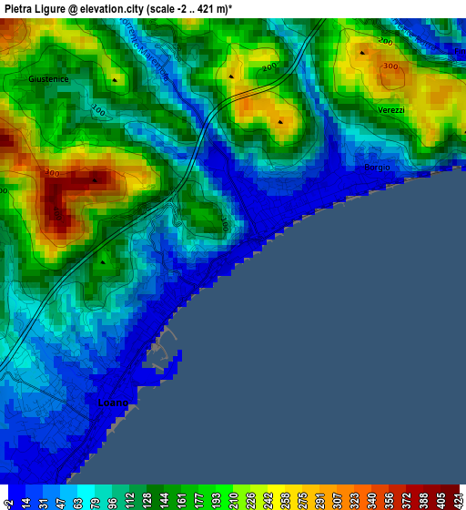 Pietra Ligure elevation map