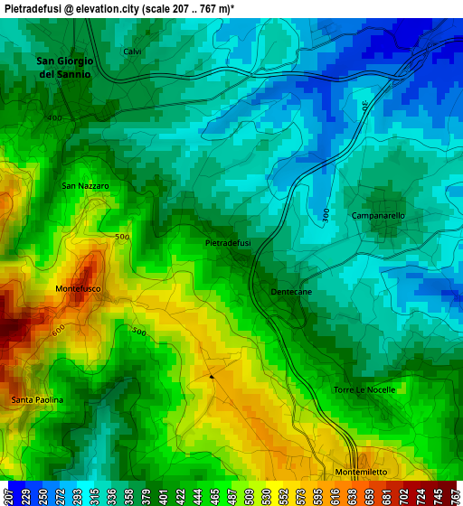 Pietradefusi elevation map