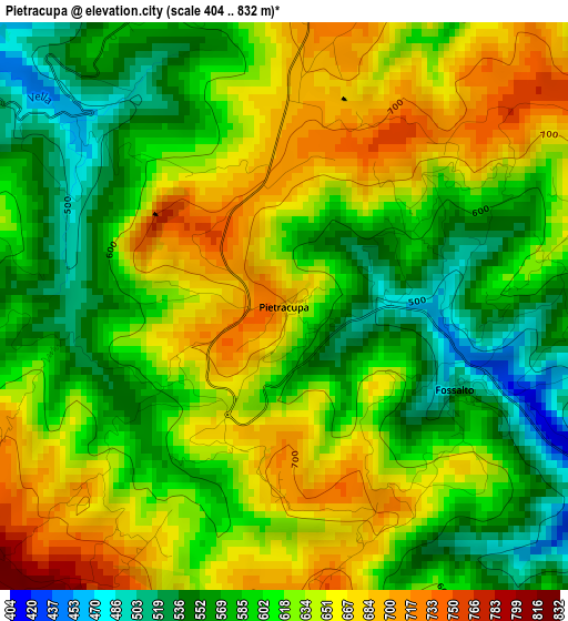 Pietracupa elevation map