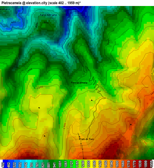 Pietracamela elevation map